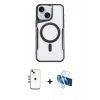 MARSİLYAN™- iPhone 14 Kılıf Yadigar Klasik Özel Seri - Siyah 3D Antistatik Cam Ekran Koruyucu + Shine Kamera Lens - GI