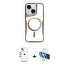 MARSİLYAN™- iPhone 14 Kılıf Yadigar Klasik Özel Seri - Siyah 3D Antistatik Cam Ekran Koruyucu + Shine Kamera Lens - GI