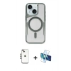 MARSİLYAN™- iPhone 14 Kılıf Yadigar Klasik Özel Seri - Siyah 3D Antistatik Cam Ekran Koruyucu + Shine Kamera Lens - GI