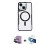 MARSİLYAN™- iPhone 14 Kılıf Yadigar Klasik Özel Seri - Siyah 3D Antistatik Cam Ekran Koruyucu + Raze Metal Kamera Lens - GS
