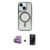 MARSİLYAN™- iPhone 14 Kılıf Yadigar Klasik Özel Seri - Siyah 3D Antistatik Hayalet Cam Ekran Koruyucu + Raze Metal Kamera Lens - GS