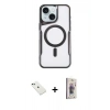 MARSİLYAN™- iPhone 14 Kılıf Yadigar Klasik Özel Seri - Siyah Bilvis 3D Cam Ekran Koruyucu + Diamond Kamera Lens - YL