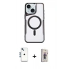 MARSİLYAN™- iPhone 14 Kılıf Yadigar Klasik Özel Seri - Siyah Bilvis 3D Cam Ekran Koruyucu + Shine Kamera Lens - MI