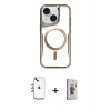 MARSİLYAN™- iPhone 14 Kılıf Yadigar Klasik Özel Seri - Siyah Bilvis 3D Cam Ekran Koruyucu + Shine Kamera Lens - GI