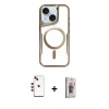 MARSİLYAN™- iPhone 14 Kılıf Yadigar Klasik Özel Seri - Siyah Bilvis 3D Cam Ekran Koruyucu + Shine Kamera Lens - KI