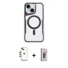 MARSİLYAN™- iPhone 14 Kılıf Yadigar Klasik Özel Seri - Siyah Bilvis 3D Cam Ekran Koruyucu + Shine Kamera Lens - KI
