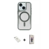 MARSİLYAN™- iPhone 14 Kılıf Yadigar Klasik Özel Seri - Siyah Bilvis 3D Cam Ekran Koruyucu + Sierra Blue Diamond Kamera Lens
