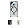 MARSİLYAN™- iPhone 14 Kılıf Yadigar Klasik Özel Seri - Siyah Bilvis 3D Cam Ekran Koruyucu + PVD Metal Kamera Lens - TU
