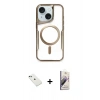 MARSİLYAN™- iPhone 14 Kılıf Yadigar Klasik Özel Seri - Siyah Bilvis 3D Mat Cam Ekran Koruyucu + Diamond Kamera Lens - YL