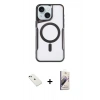 MARSİLYAN™- iPhone 14 Kılıf Yadigar Klasik Özel Seri - Siyah Bilvis 3D Mat Cam Ekran Koruyucu + Diamond Kamera Lens - YL