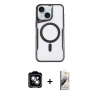 MARSİLYAN™- iPhone 14 Kılıf Yadigar Klasik Özel Seri - Siyah Bilvis 3D Mat Cam Ekran Koruyucu + PVD Metal Kamera Lens - GS