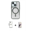 MARSİLYAN™- iPhone 14 Kılıf Yadigar Klasik Özel Seri - Siyah Bilvis 3D Mat Cam Ekran Koruyucu + Shine Kamera Lens - GS