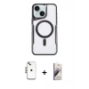 MARSİLYAN™- iPhone 14 Kılıf Yadigar Klasik Özel Seri - Siyah Bilvis 3D Mat Cam Ekran Koruyucu + Shine Kamera Lens - GS