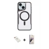 MARSİLYAN™- iPhone 14 Kılıf Yadigar Klasik Özel Seri - Siyah Bilvis 3D Mat Cam Ekran Koruyucu + Diamond Kamera Lens - KI