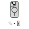 MARSİLYAN™- iPhone 14 Kılıf Yadigar Klasik Özel Seri - Siyah Bilvis 3D Mat Cam Ekran Koruyucu + Diamond Kamera Lens - KI
