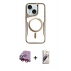 MARSİLYAN™- iPhone 14 Kılıf Yadigar Klasik Özel Seri - Siyah Bilvis 3D Mat Cam Ekran Koruyucu + Raze Metal Kamera Lens - KI