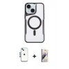 MARSİLYAN™- iPhone 14 Kılıf Yadigar Klasik Özel Seri - Siyah Bilvis 3D Mat Cam Ekran Koruyucu + Mavi Shine Kamera Lens