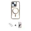 MARSİLYAN™- iPhone 14 Kılıf Yadigar Klasik Özel Seri - Siyah Bilvis 3D Mat Cam Ekran Koruyucu + Diamond Kamera Lens - PE
