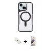 MARSİLYAN™- iPhone 14 Kılıf Yadigar Klasik Özel Seri - Siyah Bilvis 3D Mat Cam Ekran Koruyucu + Diamond Kamera Lens - PE