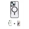 MARSİLYAN™- iPhone 14 Kılıf Yadigar Klasik Özel Seri - Siyah Bilvis 3D Mat Cam Ekran Koruyucu + Yeşil Shine Kamera Lens