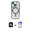 MARSİLYAN™- iPhone 14 Kılıf Yadigar Klasik Özel Seri - Siyah Bilvis 5in1 3D Magic Cam Ekran Koruyucu + PVD Metal Kamera Lens - MI