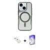 MARSİLYAN™- iPhone 14 Kılıf Yadigar Klasik Özel Seri - Siyah Bilvis 5in1 3D Magic Cam Ekran Koruyucu + Diamond Kamera Lens - PE