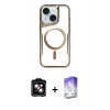 MARSİLYAN™- iPhone 14 Kılıf Yadigar Klasik Özel Seri - Siyah Bilvis 5in1 3D Magic Cam Ekran Koruyucu + PVD Metal Kamera Lens - TU