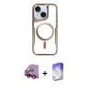 MARSİLYAN™- iPhone 14 Kılıf Yadigar Klasik Özel Seri - Siyah Bilvis 5in1 3D Magic Cam Ekran Koruyucu + Raze Metal Kamera Lens - KI
