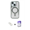 MARSİLYAN™- iPhone 14 Kılıf Yadigar Klasik Özel Seri - Siyah Bilvis 5in1 3D Magic Cam Ekran Koruyucu + Diamond Kamera Lens - SABE