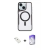 MARSİLYAN™- iPhone 14 Kılıf Yadigar Klasik Özel Seri - Siyah Bilvis 5in1 3D Magic Cam Ekran Koruyucu + Diamond Kamera Lens - SABE