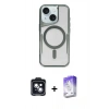 MARSİLYAN™- iPhone 14 Kılıf Yadigar Klasik Özel Seri - Siyah Bilvis 5in1 3D Magic Cam Ekran Koruyucu + PVD Metal Kamera Lens - SH