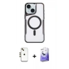 MARSİLYAN™- iPhone 14 Kılıf Yadigar Klasik Özel Seri - Siyah Bilvis 5in1 5D Magic Hayalet Cam Ekran Koruyucu + Shine Kamera Lens - GD
