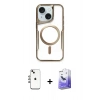 MARSİLYAN™- iPhone 14 Kılıf Yadigar Klasik Özel Seri - Siyah Bilvis 5in1 5D Magic Hayalet Cam Ekran Koruyucu + Shine Kamera Lens - GI