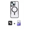MARSİLYAN™- iPhone 14 Kılıf Yadigar Klasik Özel Seri - Siyah Bilvis 5in1 5D Magic Hayalet Cam Ekran Koruyucu + PVD Metal Kamera Lens - PE