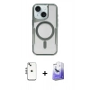 MARSİLYAN™- iPhone 14 Kılıf Yadigar Klasik Özel Seri - Siyah Bilvis 5in1 5D Magic Hayalet Cam Ekran Koruyucu + Shine Kamera Lens - GS