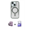 MARSİLYAN™- iPhone 14 Kılıf Yadigar Klasik Özel Seri - Siyah Bilvis 5in1 5D Magic Hayalet Cam Ekran Koruyucu + Mor Raze Metal Kamera Lens