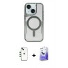 MARSİLYAN™- iPhone 14 Kılıf Yadigar Klasik Özel Seri - Siyah Bilvis 5in1 5D Magic Hayalet Cam Ekran Koruyucu + Shine Kamera Lens - YL