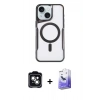 MARSİLYAN™- iPhone 14 Kılıf Yadigar Klasik Özel Seri - Siyah Bilvis 5in1 5D Magic Hayalet Cam Ekran Koruyucu + PVD Metal Kamera Lens - YL