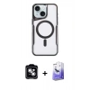 MARSİLYAN™- iPhone 14 Kılıf Yadigar Klasik Özel Seri - Siyah Bilvis 5in1 5D Magic Hayalet Cam Ekran Koruyucu + PVD Metal Kamera Lens - GS