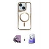 MARSİLYAN™- iPhone 14 Kılıf Yadigar Klasik Özel Seri - Siyah Bilvis 5in1 5D Magic Hayalet Cam Ekran Koruyucu + Raze Metal Kamera Lens - SH