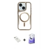 MARSİLYAN™- iPhone 14 Kılıf Yadigar Klasik Özel Seri - Siyah Bilvis 5in1 5D Magic Hayalet Cam Ekran Koruyucu + Yeşil Diamond Kamera Lens