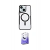 MARSİLYAN™- iPhone 14 Kılıf Yadigar Klasik Özel Seri - Siyah Bilvis 5in1 5D Magic Hayalet Cam Ekran Koruyucu