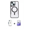MARSİLYAN™- iPhone 14 Kılıf Yadigar Klasik Özel Seri - Siyah Bilvis 5in1 5D Magic Hayalet Cam Ekran Koruyucu + Shine Kamera Lens - MI