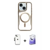 MARSİLYAN™- iPhone 14 Kılıf Yadigar Klasik Özel Seri - Siyah Bilvis 5in1 5D Magic Hayalet Cam Ekran Koruyucu + Shine Kamera Lens - SH