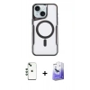 MARSİLYAN™- iPhone 14 Kılıf Yadigar Klasik Özel Seri - Siyah Bilvis 5in1 5D Magic Hayalet Cam Ekran Koruyucu + Shine Kamera Lens - YL