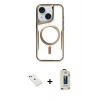 MARSİLYAN™- iPhone 14 Kılıf Yadigar Klasik Özel Seri - Siyah Bilvis Hayalet Cam Ekran Koruyucu + Diamond Kamera Lens - KI