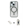 MARSİLYAN™- iPhone 14 Kılıf Yadigar Klasik Özel Seri - Siyah Bilvis Hayalet Cam Ekran Koruyucu + Diamond Kamera Lens - KI