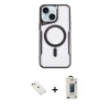 MARSİLYAN™- iPhone 14 Kılıf Yadigar Klasik Özel Seri - Siyah Bilvis Hayalet Cam Ekran Koruyucu + Diamond Kamera Lens - KI