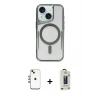 MARSİLYAN™- iPhone 14 Kılıf Yadigar Klasik Özel Seri - Siyah Bilvis Hayalet Cam Ekran Koruyucu + Shine Kamera Lens - GI
