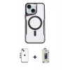 MARSİLYAN™- iPhone 14 Kılıf Yadigar Klasik Özel Seri - Siyah Bilvis Hayalet Cam Ekran Koruyucu + Shine Kamera Lens - GI